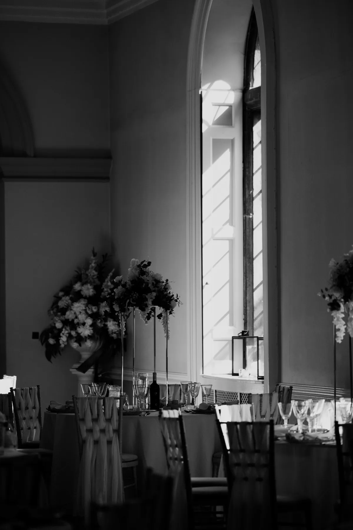 Black and white ballroom detail at Clearwell Castle