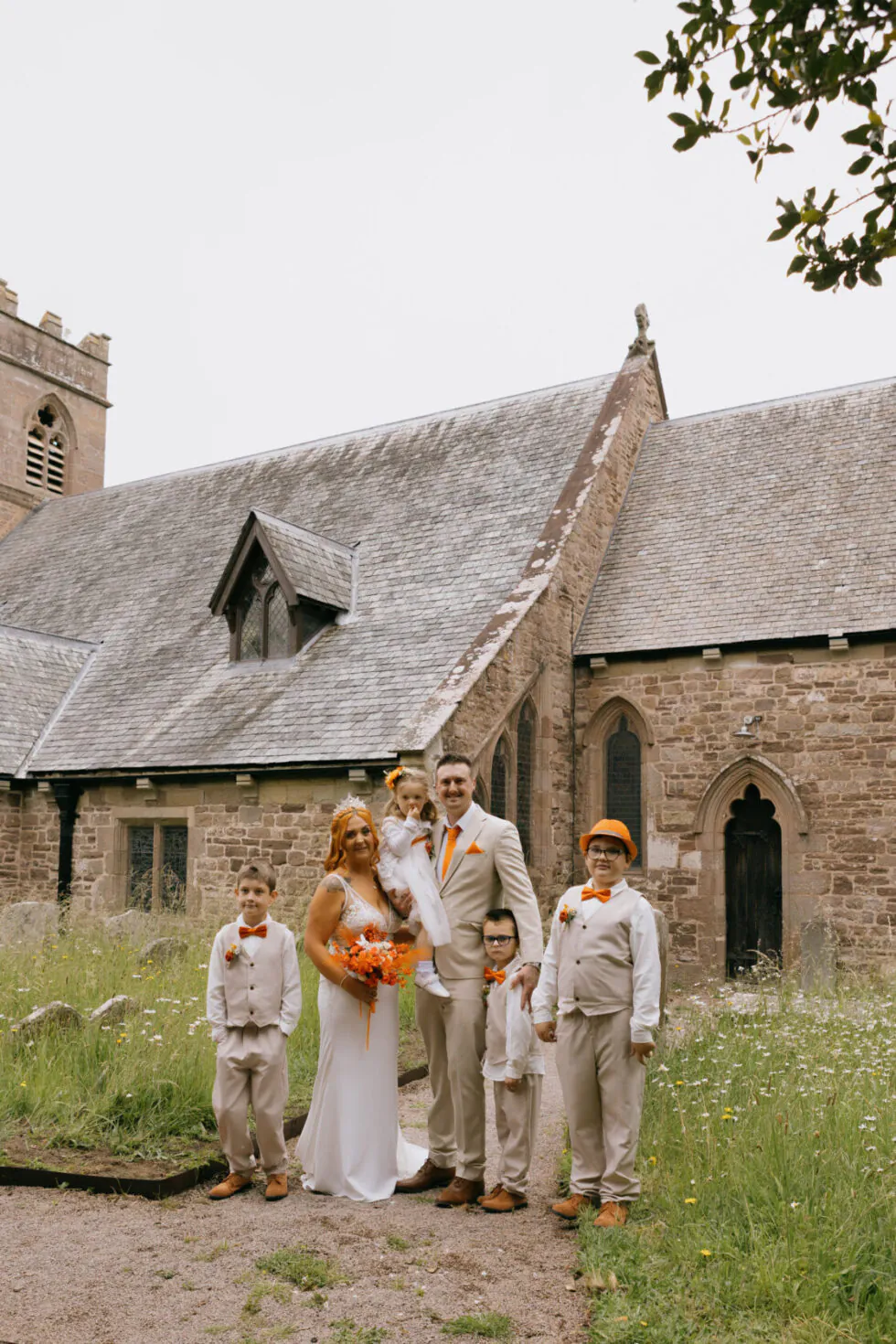 Wedding family country church
