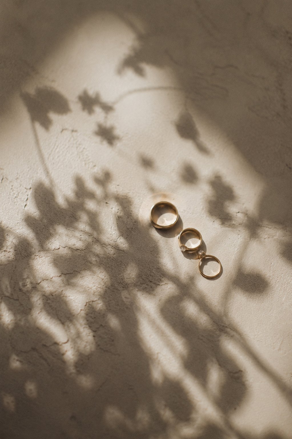 Wedding rings linen shadow